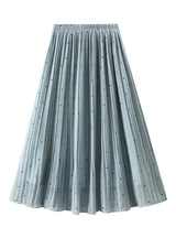 Polka Dot Pleated High Waist Chiffon Pleated Skirt