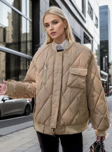 Thin Cotton-padded Diamond Plaid Down Jacket