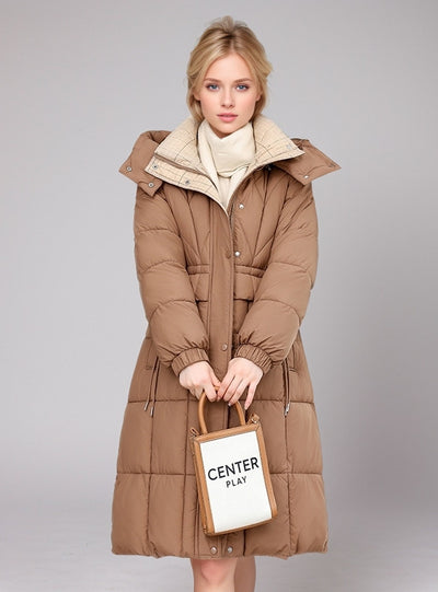 Long Over-the-knee Slim Hooded Coat