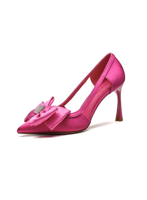 Satin Diamond Tips High-heeled Shoes