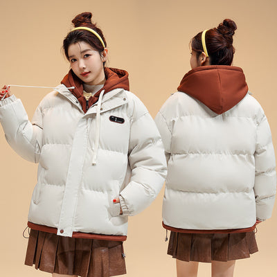 Fake Two-piece Hooded Padded Cotton-padded Coat