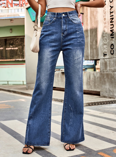 Mid-waist Micro-pull Denim Trousers Casual Pants