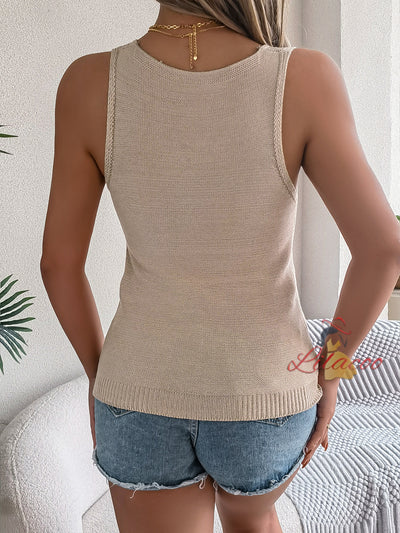 Leisure V-neck Hollow Sweater Holiday Top