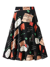 Women Retro Chiffon Printing Skirt