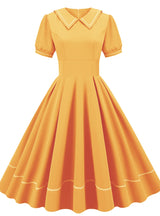 Short-sleeved Slim Mid-length Hepburn Retro Dress