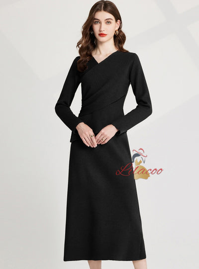 Thickened Semi-high Neck Sweater Dress