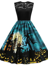 Lace Spell Print Swing Dress