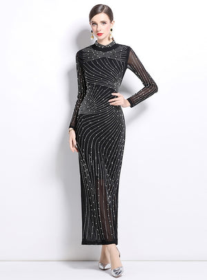 Heavy Industry Hot Drilling Slim Long-sleeved Dress