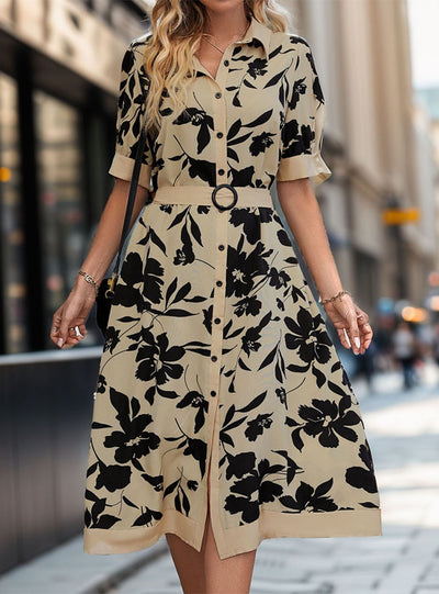 Floral Print Short Sleeve Dress