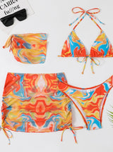 Tie-dyeing Split Four-piece Skirt Swimsuit