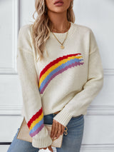 Fashion Rainbow Striped Jacquard Sweater