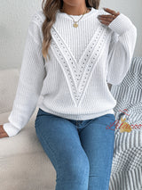 Leisure Solid Color Hollow Sweater