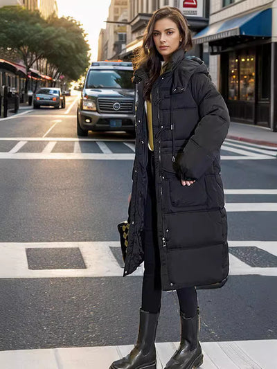 Long Over-the-knee Loose Padded Hooded Coat