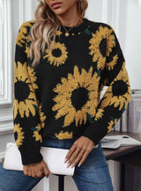 Sunflower Round Neck Long Sleeve Pullover Sweater