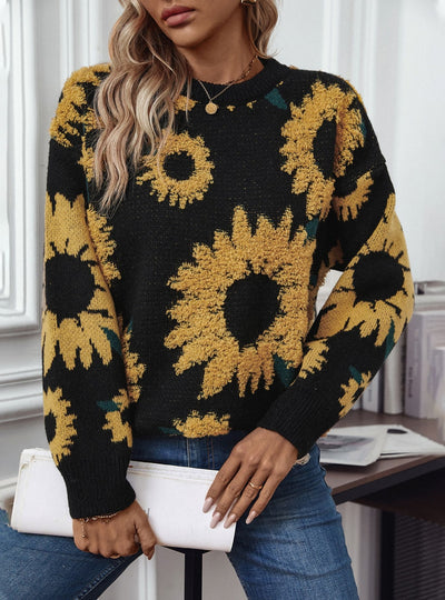 Sunflower Round Neck Long Sleeve Pullover Sweater