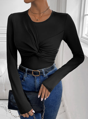 Black Twisted Round Neck Jumpsuit