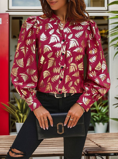 Plant Bronzing Printed Shirt