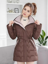 Slim-fit Slim Drawstring Cotton-padded Jacket