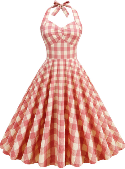 Hepburn Retro Lace-up Halter Dress