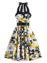 Retro Hepburn Printed Neck Dress