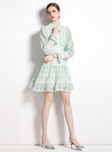 Hollow Long-sleeved Short Dress