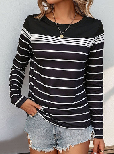 Casual Striped Long Sleeve T-shirt