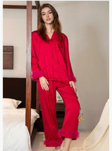 Long Sleeve Feather Loungerwear Suit