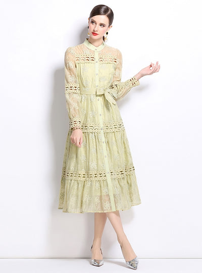 Women Long Sleeve Lace Dress