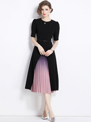 Slim-fit Short-sleeved Stitching Dress