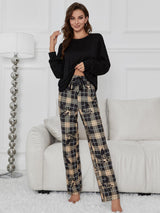 Plant Printed Long Sleeve Pajamas Suit