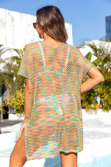 Summer Beach Rainbow Openwork Bikini Cover Up