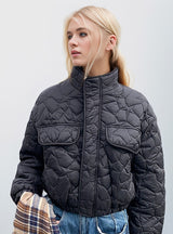 Short Diamond Lattice Loose Cotton-padded Jacket