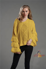 Winter Solid Color Tassel Sweater