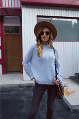 Hollow Round Neck Long Sleeve Sweater