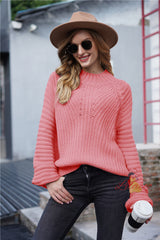 Hollow Round Neck Long Sleeve Sweater