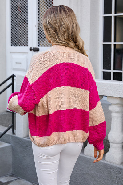 Spliced Color Matching Sweater Coat