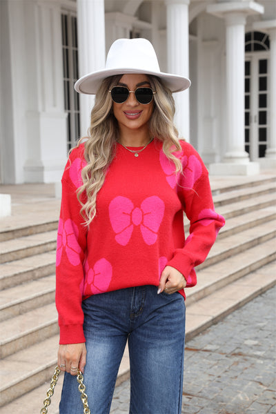 Women Loose Bow Pullover Sweater