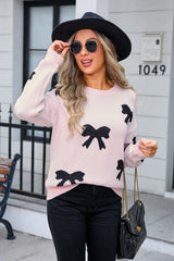 Knitwear Bow Pullover Long Sleeve Sweater