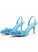 Shallow-mouthed Colored Rhinestone Stiletto Sandals