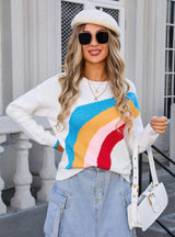 Spliced Rainbow Striped Sweater