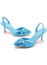 Shallow-mouthed Colored Rhinestone Stiletto Sandals