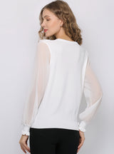 Lotus Leaf Long Sleeve Stitching Contrast Shirt