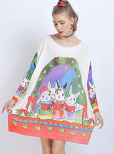 Rabbit Print Plus Size Sweater