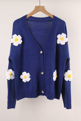 Button Cardigan Flower Sweater Coat