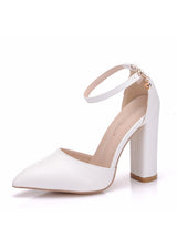 10 cm Thick-heel Pointed Wedding Sandals