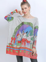 Rabbit Print Plus Size Sweater