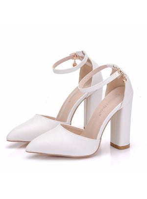 10 cm Thick-heel Pointed Wedding Sandals