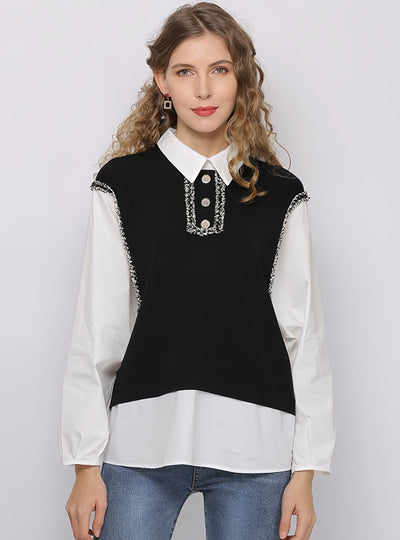 Women Long Sleeve Top Stitching