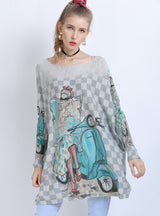 Women Print Loose Sweater Top