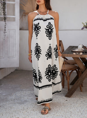 Casual Bohemian Holiday Halter Dress